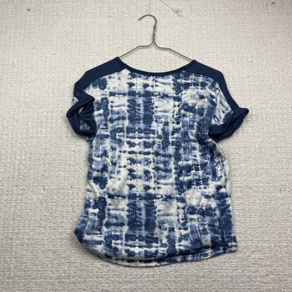 Lucky Brand Short Sleeve Tie-Dye Indigo Blue T-Shirt Boho Print Women Size S - Picture 10 of 14